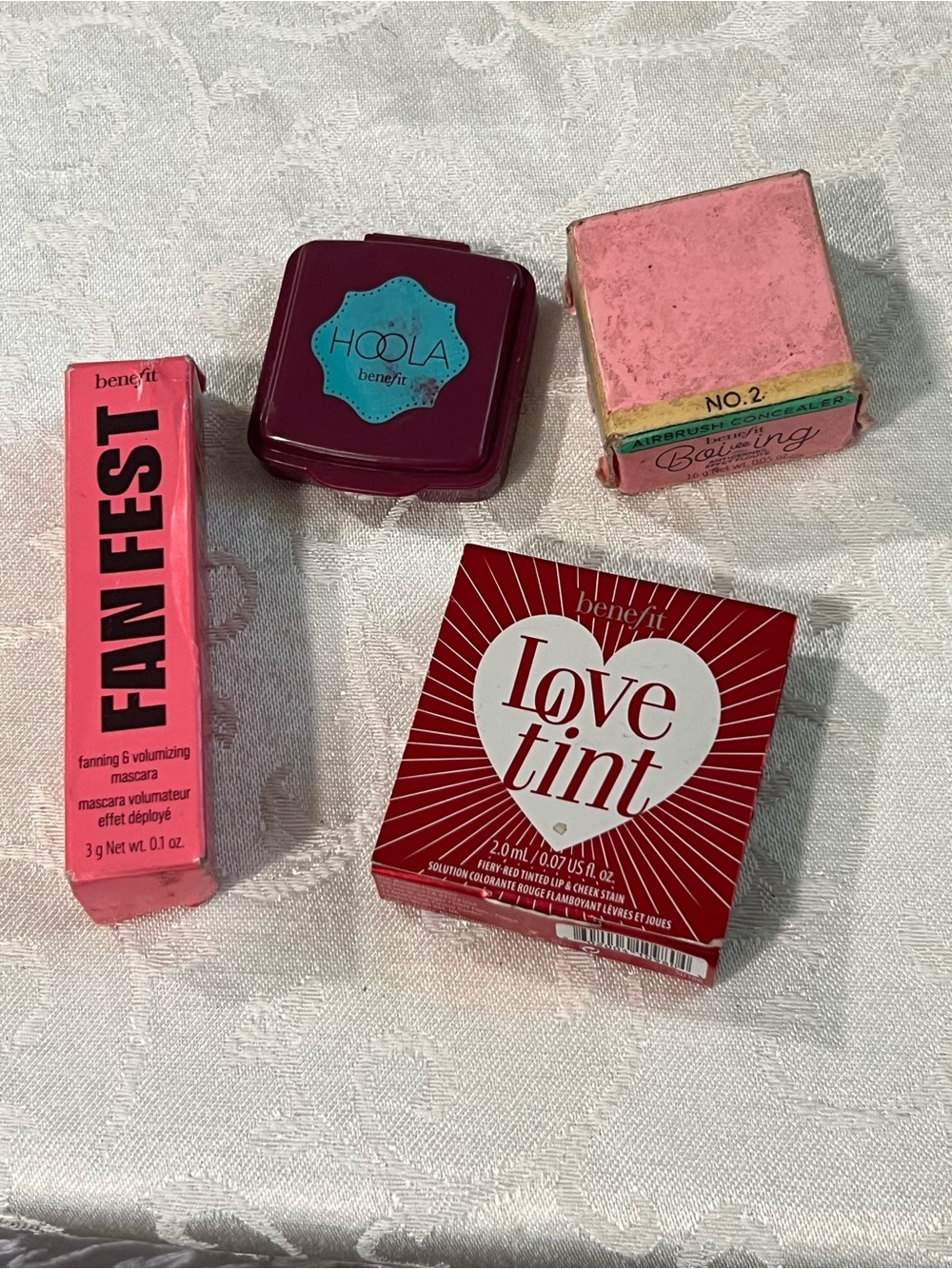Benefit Love Tint Lip & Cheek Tint in Red with Hoola Bronzer mascara & concealer